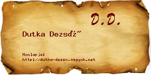 Dutka Dezső névjegykártya